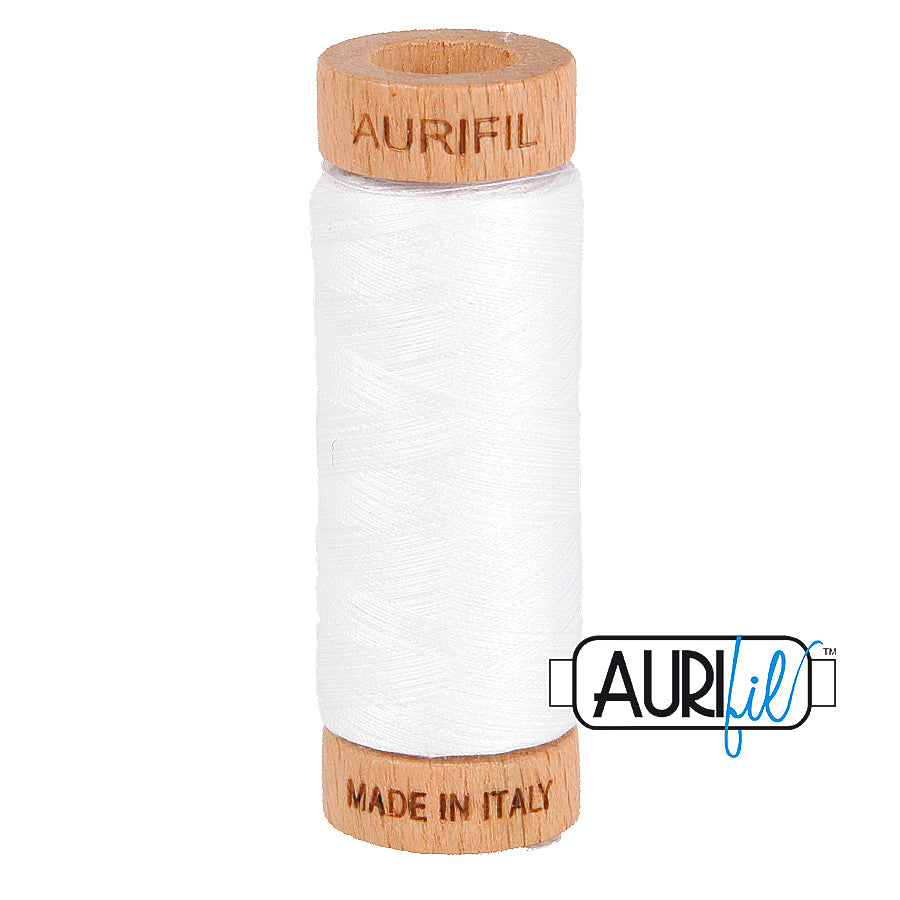 Aurifil Garn aus 100 % Baumwolle, 80 wt./2-fach - 2024, ganz weiss